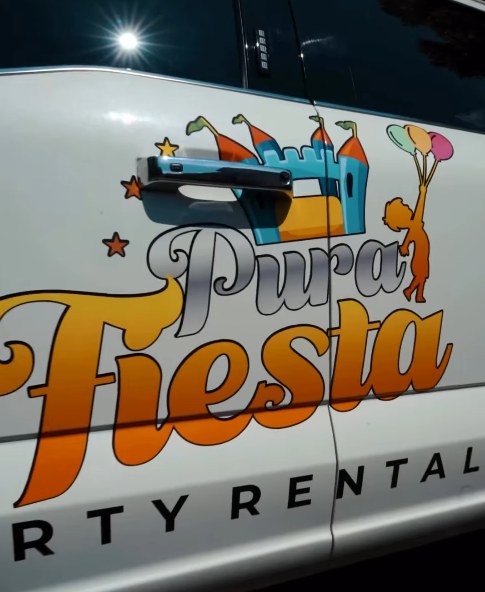 Pura Fiesta Party Rentals branded delivery van in King of Prussia, PA